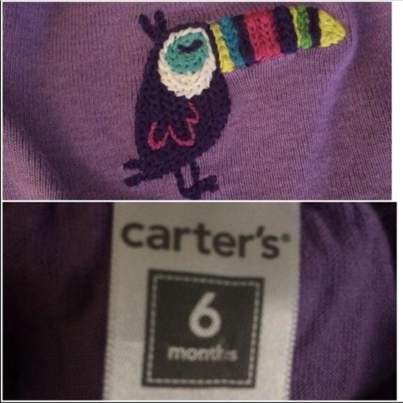 CARTER’S Purple Bird Skirt Set 6 months - Picture 3 of 3